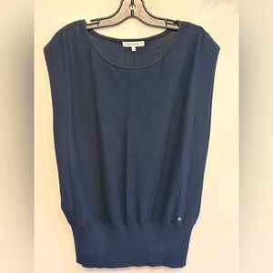 SANDWICH Navy Fine Knit Sleeveless Cotton Top